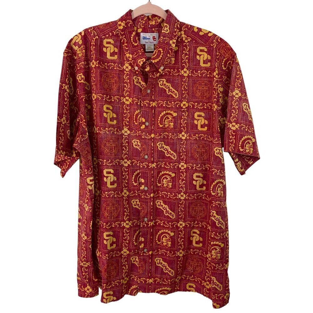 Reyn Spooner Vintage Mens Shirt Size 3XL Red USC Trojans Button Down Pure Cotton